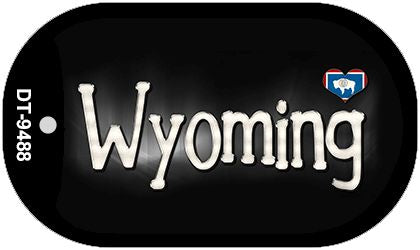 Wyoming Flag Script Novelty Metal Dog Tag Necklace DT-9488