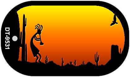 Kokopelli Sunset Arizona Western Novelty Metal Dog Tag Necklace DT-9531