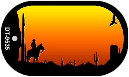 Cowboy Sunset Arizona Western Novelty Metal Dog Tag Necklace DT-9535