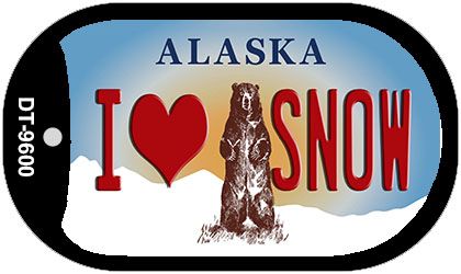I Love Snow Alaska Novelty Metal Dog Tag Necklace DT-9600