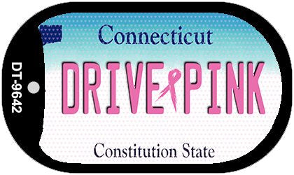 Drive Pink Connecticut Novelty Metal Dog Tag Necklace DT-9642