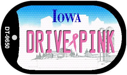 Drive Pink Iowa Novelty Metal Dog Tag Necklace DT-9650