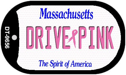 Drive Pink Massachusetts Metal Novelty Dog Tag Necklace DT-9656