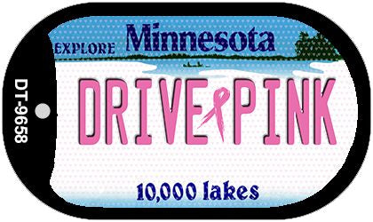 Drive Pink Minnesota Novelty Metal Dog Tag Necklace DT-9658