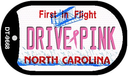 Drive Pink North Carolina Novelty Metal Dog Tag Necklace DT-9668