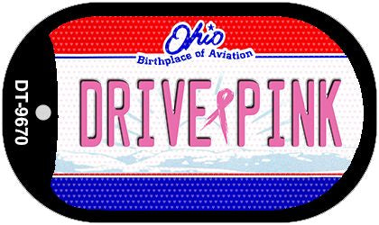 Drive Pink Ohio Novelty Metal Dog Tag Necklace DT-9670