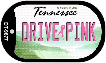 Drive Pink Tennessee Novelty Metal Dog Tag Necklace DT-9677