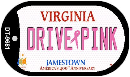 Drive Pink Virginia Novelty Metal Dog Tag Necklace DT-9681