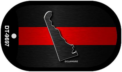 Delaware Thin Red Line Novelty Dog Tag Necklace DT-9697