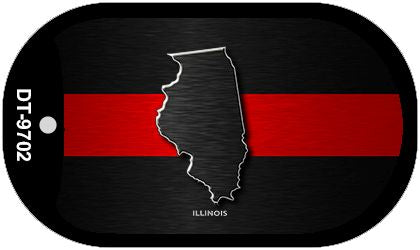 Illinois Thin Red Line Novelty Dog Tag Necklace DT-9702