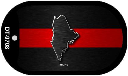 Maine Thin Red Line Novelty Dog Tag Necklace DT-9708