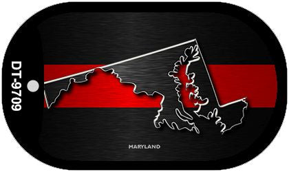 Maryland Thin Red Line Novelty Dog Tag Necklace DT-9709