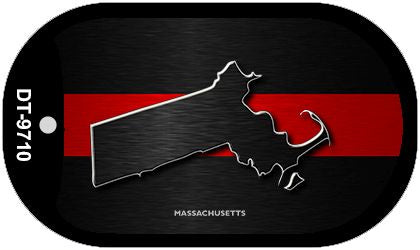 Massachusetts Thin Red Line Novelty Dog Tag Necklace DT-9710