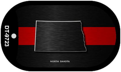 North Dakota Thin Red Line Novelty Dog Tag Necklace DT-9723