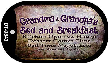 Grandmas and Grandpas Bed Novelty Metal Dog Tag Necklace DT-9843