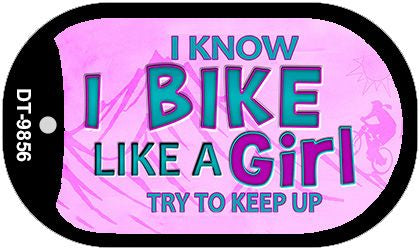 Bike Like A Girl Novelty Metal Dog Tag Necklace DT-9856