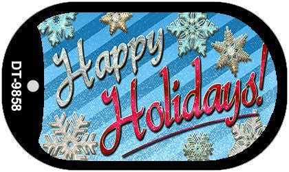 Happy Holidays Novelty Metal Dog Tag Necklace DT-9858