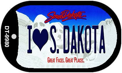 I Love South Dakota Novelty Metal Dog Tag Necklace DT-9980