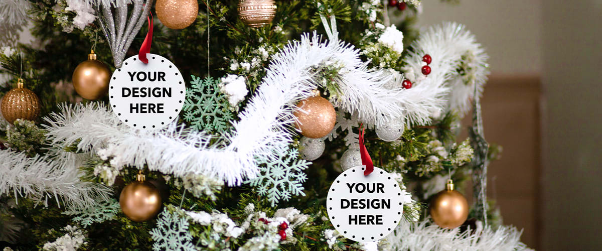 Customizable Holiday Ornament add your own photo, images, designs, quotes, texts and more