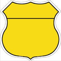 Yellow|Black Plain Highway Shield Novelty Metal Magnet HSM-006