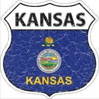Kansas State Flag Highway Shield Novelty Metal Magnet HSM-124
