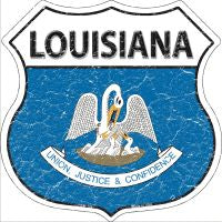 Louisiana State Flag Highway Shield Novelty Metal Magnet HSM-126