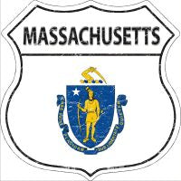 Massachusetts State Flag Highway Shield Novelty Metal Magnet HSM-129