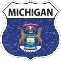 Michigan State Flag Highway Shield Novelty Metal Magnet HSM-130