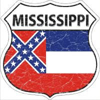 Mississippi State Flag Highway Shield Novelty Metal Magnet HSM-132