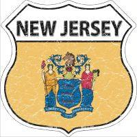 New Jersey State Flag Highway Shield Novelty Metal Magnet HSM-138