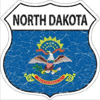 North Dakota State Flag Highway Shield Novelty Metal Magnet HSM-142