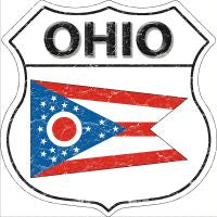 Ohio State Flag Highway Shield Novelty Metal Magnet HSM-143