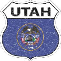 Utah State Flag Highway Shield Novelty Metal Magnet HSM-152