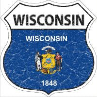 Wisconsin State Flag Highway Shield Novelty Metal Magnet HSM-157