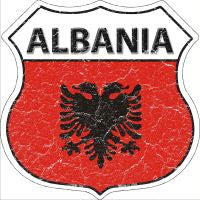 Albania Flag Highway Shield Novelty Metal Magnet HSM-164