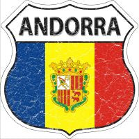 Andorra Flag Highway Shield Novelty Metal Magnet HSM-168