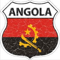 Angola Flag Highway Shield Novelty Metal Magnet HSM-169