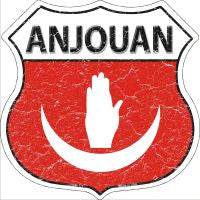 Anjouan Flag Highway Shield Novelty Metal Magnet HSM-171