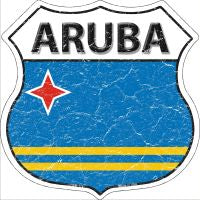 Aruba Flag Highway Shield Novelty Metal Magnet HSM-176