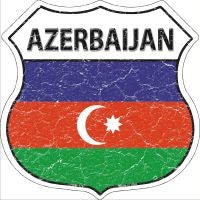 Azerbaijan Flag Highway Shield Novelty Metal Magnet HSM-179