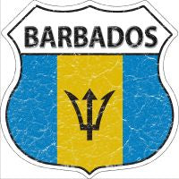 Barbados Flag Highway Shield Novelty Metal Magnet HSM-183