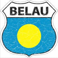 Belau Flag Highway Shield Novelty Metal Magnet HSM-185