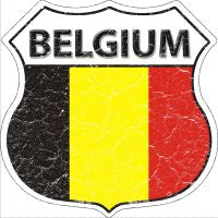 Belgium Flag Highway Shield Novelty Metal Magnet HSM-186