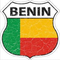 Benin Flag Highway Shield Novelty Metal Magnet HSM-188