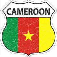 Cameroon Flag Highway Shield Novelty Metal Magnet HSM-203