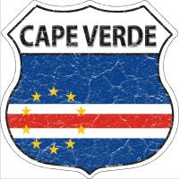 Cape Verde Flag Highway Shield Novelty Metal Magnet HSM-206