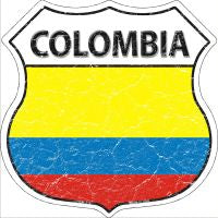 Colombia Flag Highway Shield Novelty Metal Magnet HSM-218
