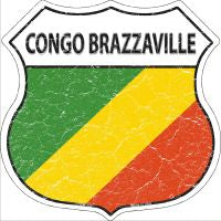 Congo Brazzaville Flag Highway Shield Novelty Metal Magnet HSM-220