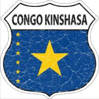 Congo Kinshasa Flag Highway Shield Novelty Metal Magnet HSM-221