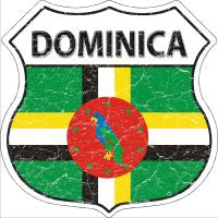 Dominica Flag Highway Shield Novelty Metal Magnet HSM-235